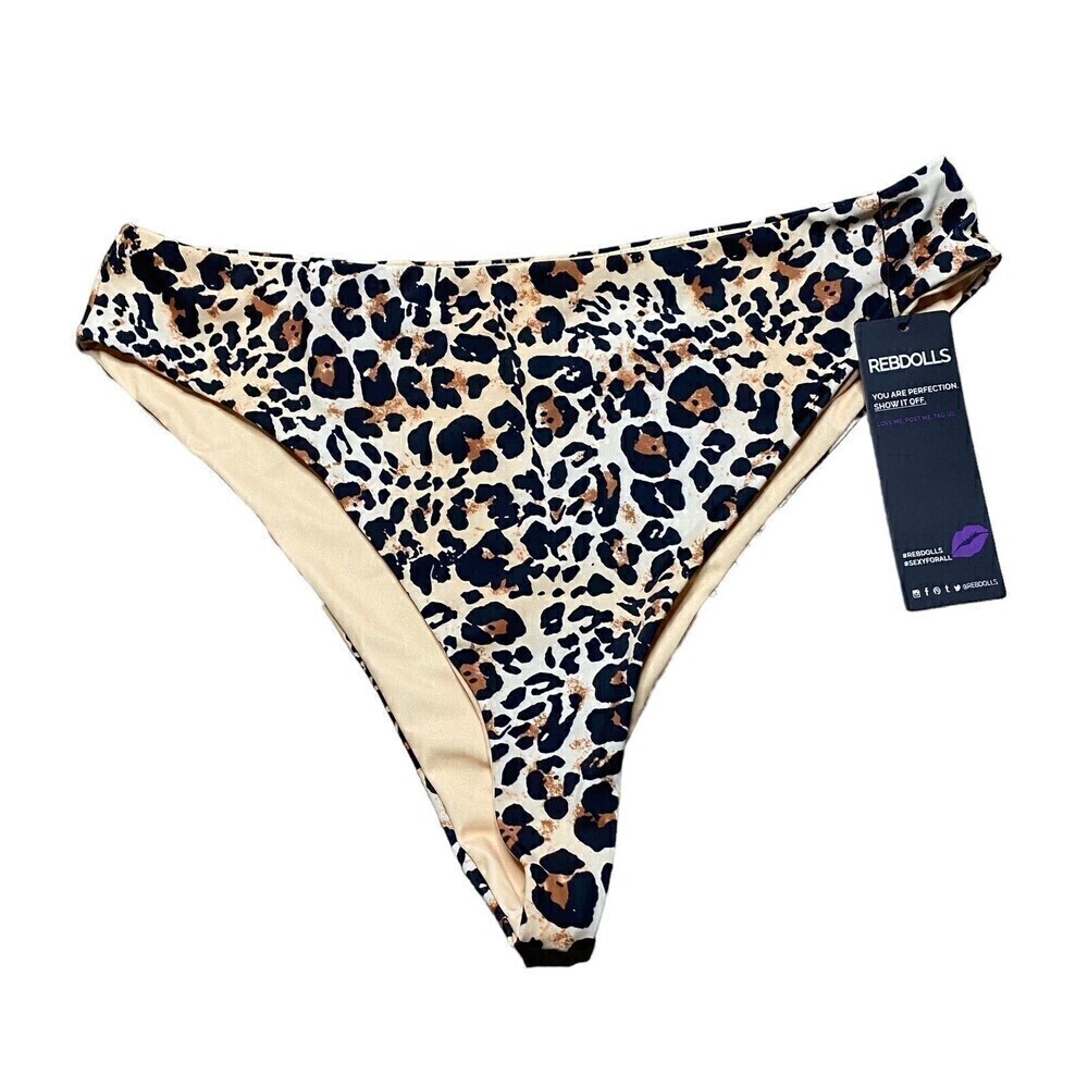 REBDOLLS  Feelin Nauti High‎ Cut Waist Swim Bottom Animal Print Size 2X NWT